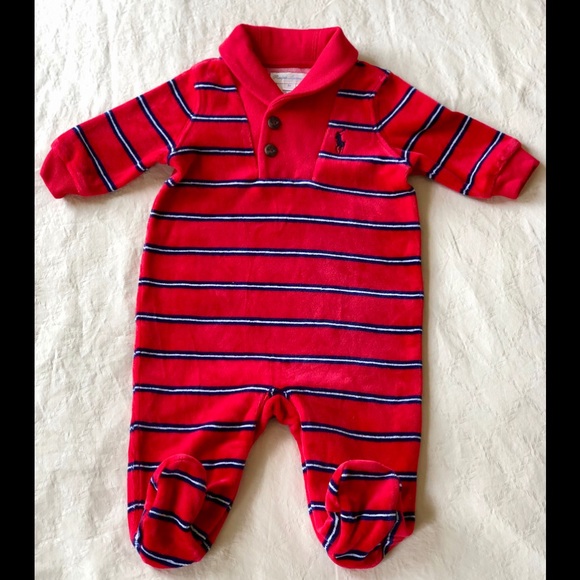 Ralph Lauren Other - 😍Host Pick😍 Ralph Lauren Baby footed red velour